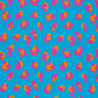 Baumwolljersey Stoff – Leo Türkis mit Pink & Orange – Ansicht 2