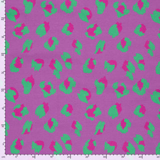 Baumwolljersey Stoff – Leo Violett mit Pink & Grün – Ansicht 5