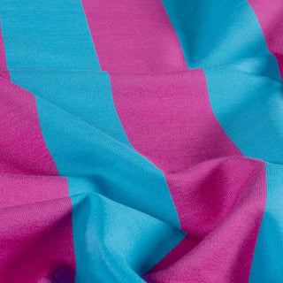 French Terry Stoff - Blockstreifen Pink Türkis