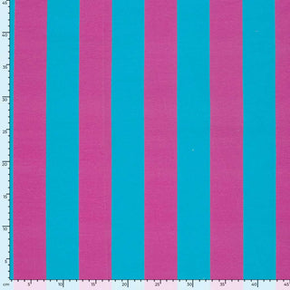 French Terry Stoff - Blockstreifen Pink Türkis