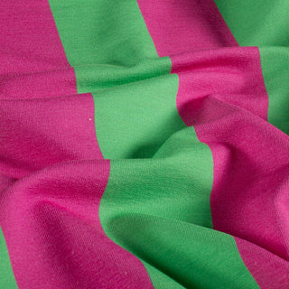 French Terry Stoff - Blockstreifen Pink Grün