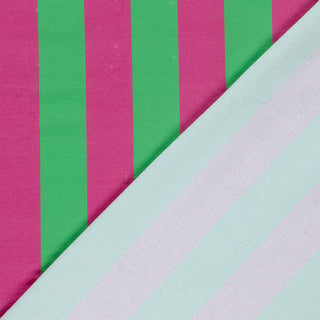 French Terry Stoff - Blockstreifen Pink Grün