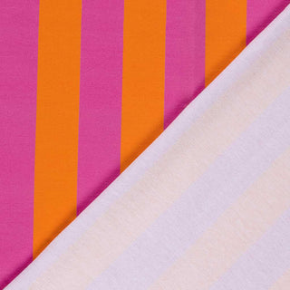 French Terry Stoff - Blockstreifen Pink Orange