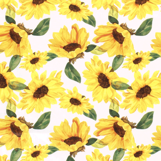 Baumwollstoff Popeline – Sonnenblumen auf Weiss