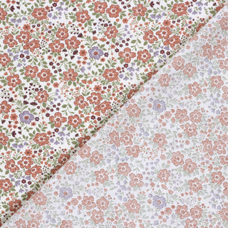 Baumwollstoff Popeline Mille-Fleurs Blüten in Altrosa und Salbei – weiteres Stoffbild