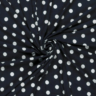 Viskose Jersey Stoff Weisse Punkte auf Marineblau