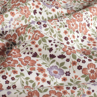 Baumwollstoff Popeline Mille-Fleurs Blüten in Altrosa und Salbei als Meterware
