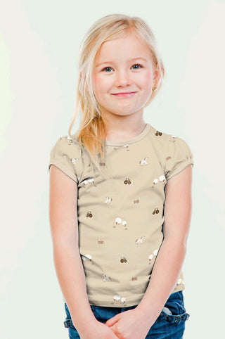 Baumwolljersey Stoff - Bauernhof-Freunde in Beige