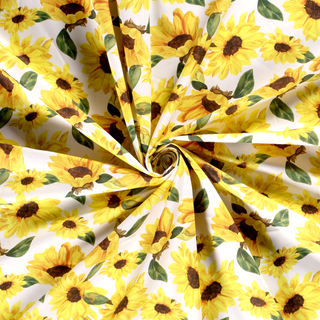 Baumwollstoff Popeline – Sonnenblumen auf Weiss – Ansicht 3