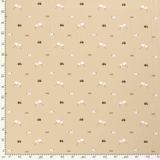 Baumwolljersey Stoff - Bauernhof-Freunde in Beige