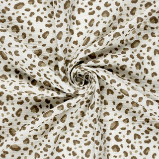Musselin Stoff – Leopardenmuster in Mocca auf Wollweiss – Ansicht 3