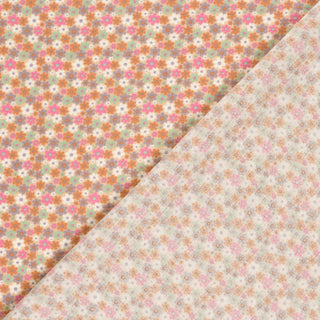 Musselin Stoff – Mille-Fleurs Blümchen in Rosa und Orange – Ansicht 4