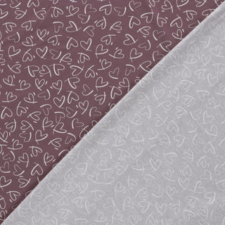 Baumwolljersey Stoff - Herzchen in Aubergine
