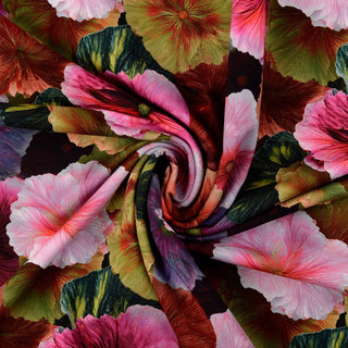 French Terry Stoff - Grosse Pinke Blumen
