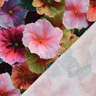 French Terry Stoff - Grosse Pinke Blumen