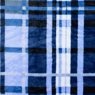 Plüsch Fleece Stoff - Tartan Karo in Blau-Schwarz