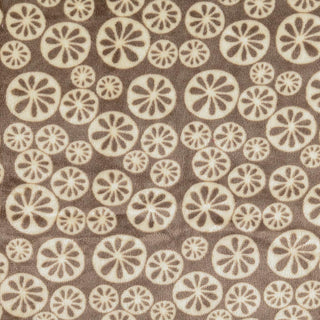 Plüsch Fleece Stoff - Blumen Muster in Beige-Taupe