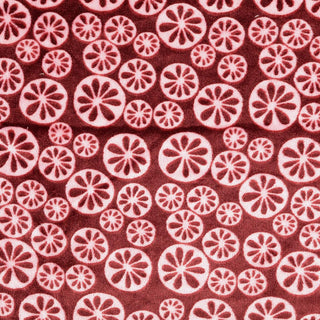 Plüsch Fleece Stoff - Blumen Muster in Bordeaux-Rosa