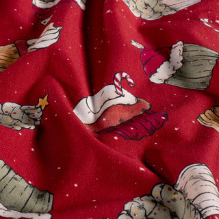 French Terry Stoff - Weihnachts-Cupcakes auf Rot