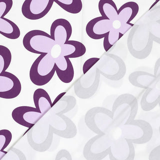 Baumwolljersey Stoff - Retro-Blumen in Violett