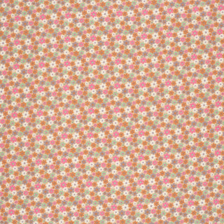 Musselin Stoff – Mille-Fleurs Blümchen in Rosa und Orange – Ansicht 2