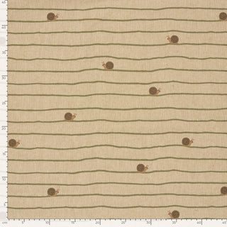 Canvas Stoff Kleine Schnecken und Streifen auf Beige
