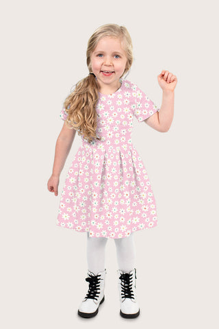 Kinderkleid aus Baumwollpopeline mit Margeriten