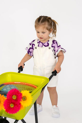 Baumwolljersey Stoff - Retro-Blumen in Violett