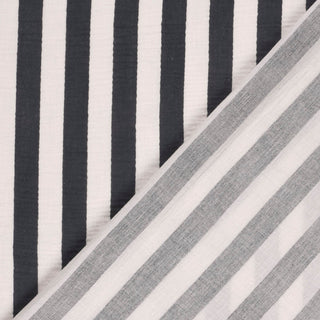 Musselin Stoff – Breite Streifen in Marineblau und Wollweiss – Ansicht 4