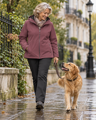 Softshell Stoff – Uni Mauve – genähte Softshelljacke