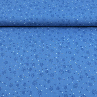 Baumwollstoff Popeline – Äste auf Blau