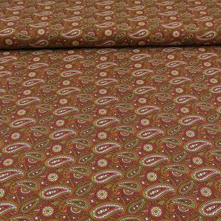 Baumwollstoff Popeline - Paisley auf Rost
