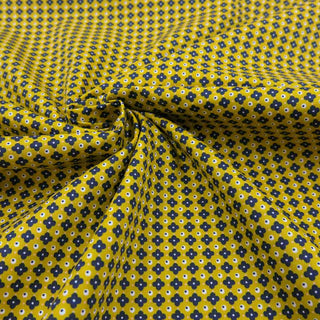Baumwollstoff Popeline - Retro Blümchen auf Senf