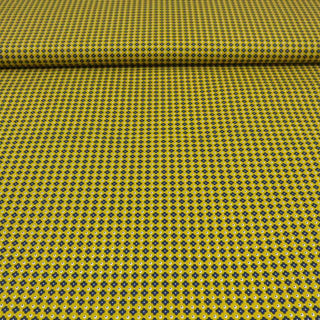 Baumwollstoff Popeline - Retro Blümchen auf Senf