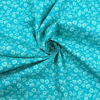 Baumwollstoff Popeline - Blumen in Mint
