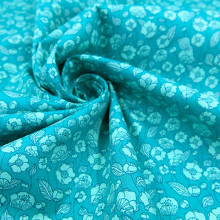 Baumwollstoff Popeline - Blumen in Mint