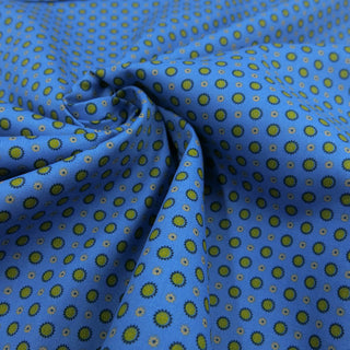 Baumwollstoff Popeline - Kleine Sonnen auf Blau
