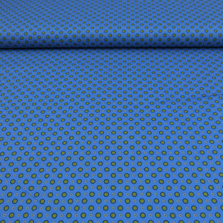 Baumwollstoff Popeline - Kleine Sonnen auf Blau