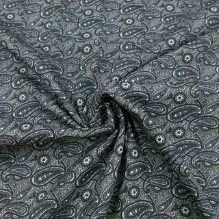 Baumwollstoff Popeline - Paisley in Anthrazit