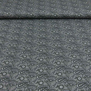Baumwollstoff Popeline - Paisley in Anthrazit