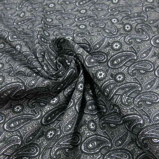 Baumwollstoff Popeline - Paisley in Anthrazit