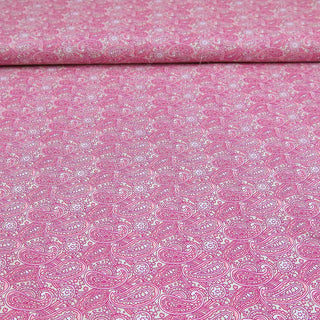Baumwollstoff Popeline - Paisley in Rosa