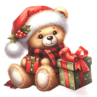 Bügelbild – Teddy mit Weihnachtsgeschenken