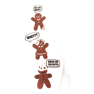 Bügelbild – Lebkuchenmännchen «My leg hurts» hochkant
