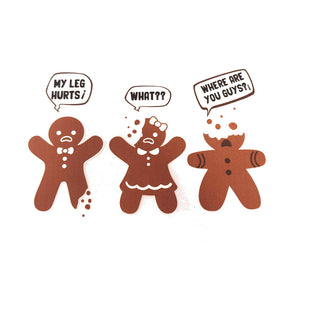 Bügelbild – Lebkuchenmännchen «My leg hurts» quer