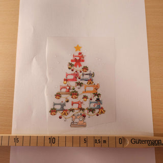 Bügelbild – Nähmaschinen-Tannenbaum – Grösse ca. 8 × 12 cm mit Massband