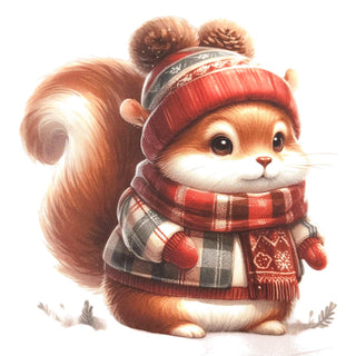Bügelbild – Eichhörnchen mit Karoschal