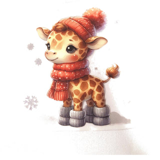 Bügelbild – Giraffe mit Mütze und Schal