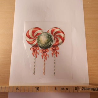 Bügelbild – Zuckerstangen-Lollis mit Schleifen – Grösse ca. 10 × 13 cm mit Massband