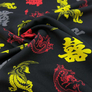 Burlington Stoff - Asiatische Muster auf Schwarz